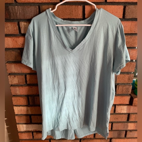 90 Degree By Reflex Blue V-Neck Relaxed T-Shirt - Picture 1 of 3